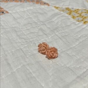 Pink Rose Stud Earrings